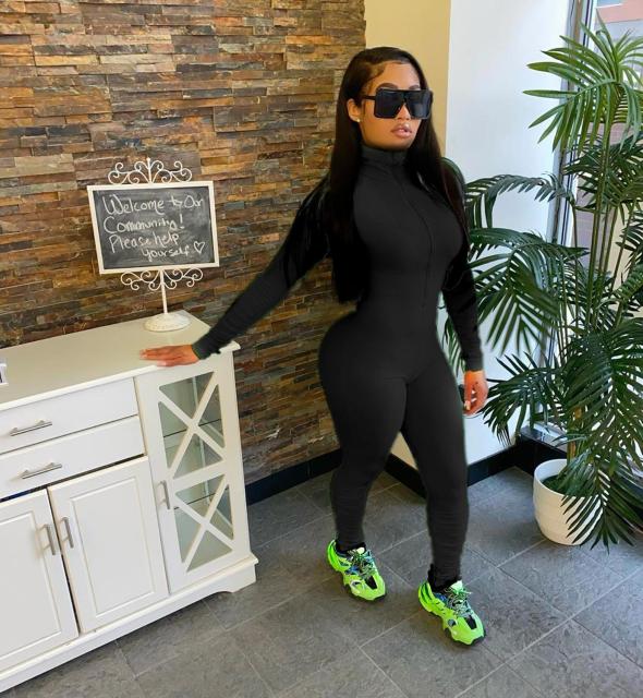 New Sexy Stand Neck Skinny Rompers Zippers Long Sleeve Print Womens Jumpsuit Streetwear Plus Size Ladies JOverals