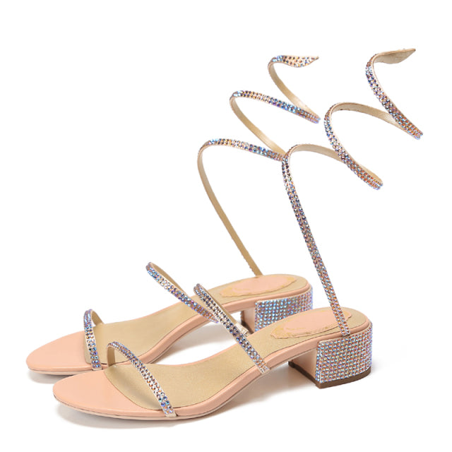 Women Summer Thin High Heels Rhinestone Sandals Office Sandals Party Pumps Wedding Ladies Shoes
