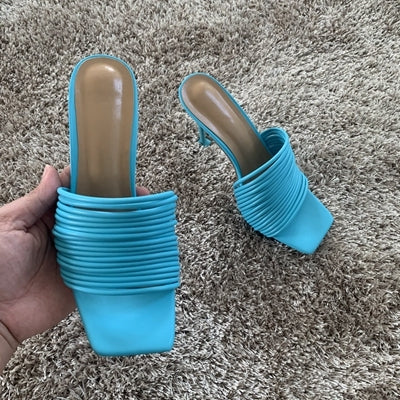 10.5cm Peep toe Women Leather Sandal Shoes Mules High Heels Woman Slippers Sandals Sexy Summer Party High Heel Shoe Slides