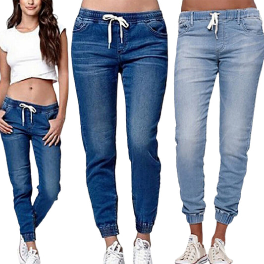 Casual Jogger Pants Elastic Sexy Skinny Pencil Jeans For Women Leggings Jeans High Waist Women's Denim Drawstring Pants