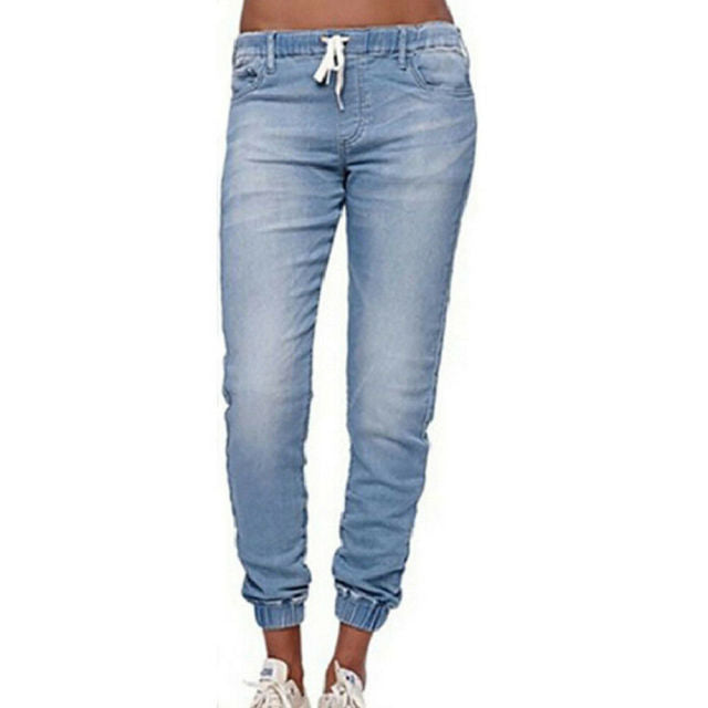 Casual Jogger Pants Elastic Sexy Skinny Pencil Jeans For Women Leggings Jeans High Waist Women's Denim Drawstring Pants