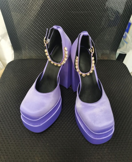 New Brand Women Sandals Summer Shoes Sexy Thick High Heels Platform Black Red Yellow Dress Party Wedding Shoes Woman Pumps