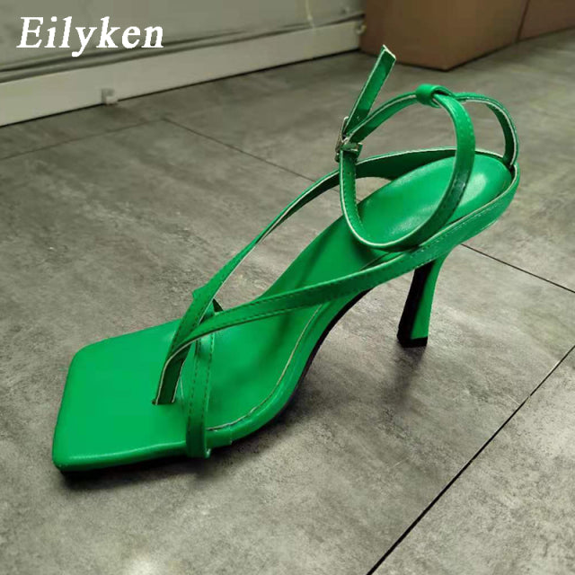 Eilyken Gladiator Sandals High Heels Shoes Fall Best Street Look Females Square Head Open Toe Clip-On Strappy Sandals Women