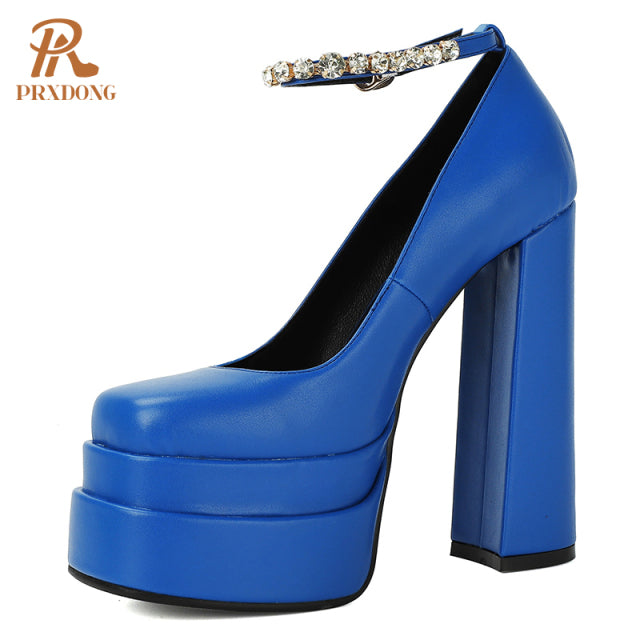 New Brand Women Sandals Summer Shoes Sexy Thick High Heels Platform Black Red Yellow Dress Party Wedding Shoes Woman Pumps