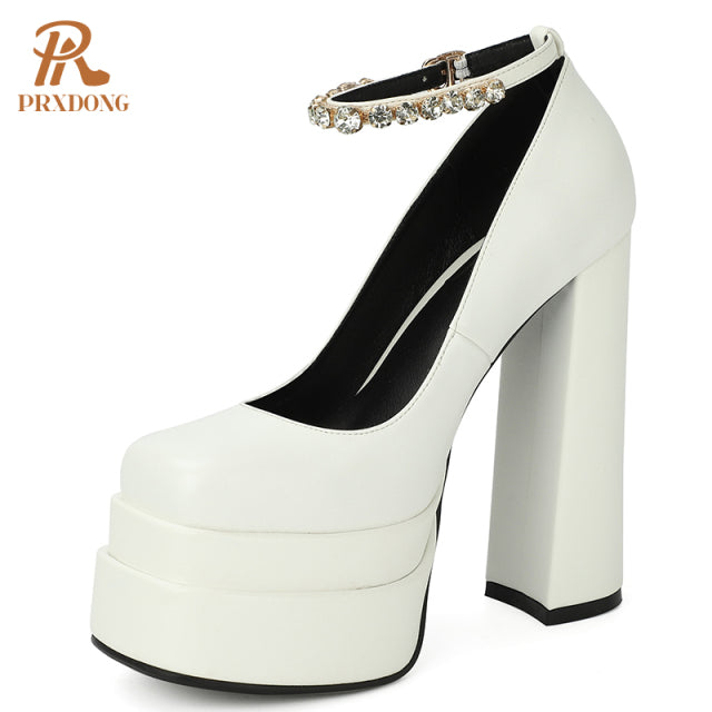 New Brand Women Sandals Summer Shoes Sexy Thick High Heels Platform Black Red Yellow Dress Party Wedding Shoes Woman Pumps