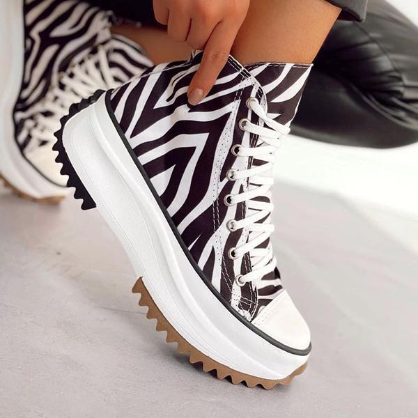 New Women's Vulcanize Shoes Fashion Platform High Canvas Shoes Casual Sports Shoes Ladies Comfortable Lace Up Sneakers women