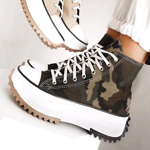 New Women's Vulcanize Shoes Fashion Platform High Canvas Shoes Casual Sports Shoes Ladies Comfortable Lace Up Sneakers women