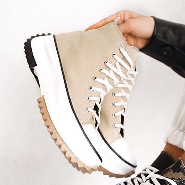 New Women's Vulcanize Shoes Fashion Platform High Canvas Shoes Casual Sports Shoes Ladies Comfortable Lace Up Sneakers women