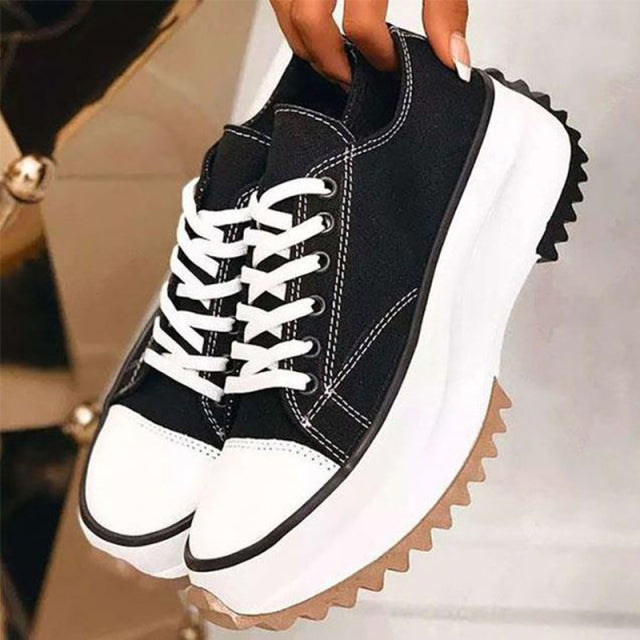 New Women's Vulcanize Shoes Fashion Platform High Canvas Shoes Casual Sports Shoes Ladies Comfortable Lace Up Sneakers women