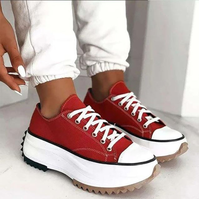 New Women's Vulcanize Shoes Fashion Platform High Canvas Shoes Casual Sports Shoes Ladies Comfortable Lace Up Sneakers women
