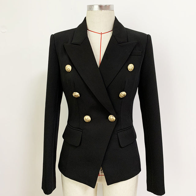 HIGH STREET Classic Designer Blazer Jacket Women Slim Fitting Metal Lion Buttons Double Breasted Blazer Plus size S-5XL