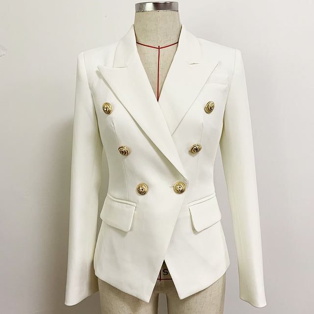 HIGH STREET Classic Designer Blazer Jacket Women Slim Fitting Metal Lion Buttons Double Breasted Blazer Plus size S-5XL