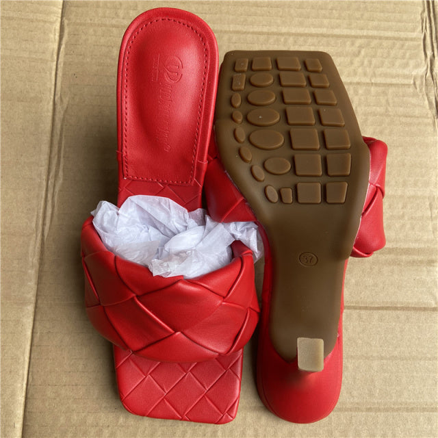 2022 Luxury Design Slides Women 9cm High Heels Mules Fetish Summer Sandals Stiletto Heels Slippers Prom Platform Stripper Shoes