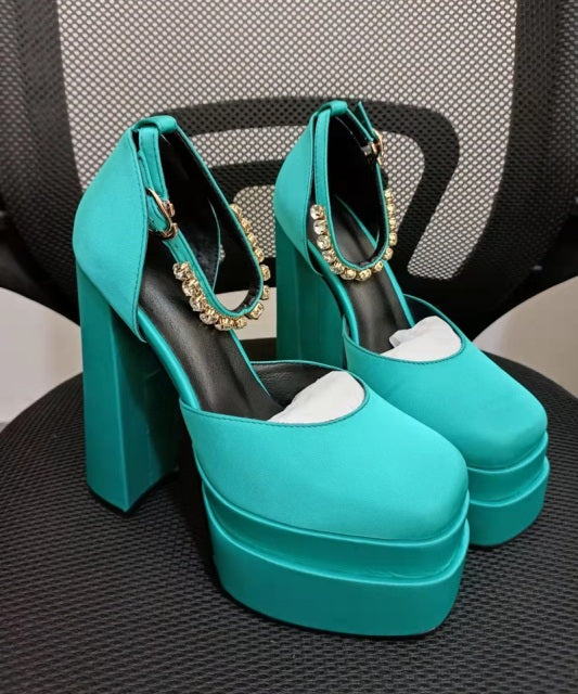 New Brand Women Sandals Summer Shoes Sexy Thick High Heels Platform Black Red Yellow Dress Party Wedding Shoes Woman Pumps