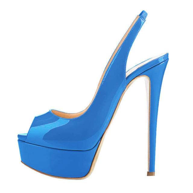 LOSLANDIFEN New 14CM Platform Super High Heels For Woman Sexy Open Toe Sandals Gladiator Party Dress Women Shoes Plus Size 42