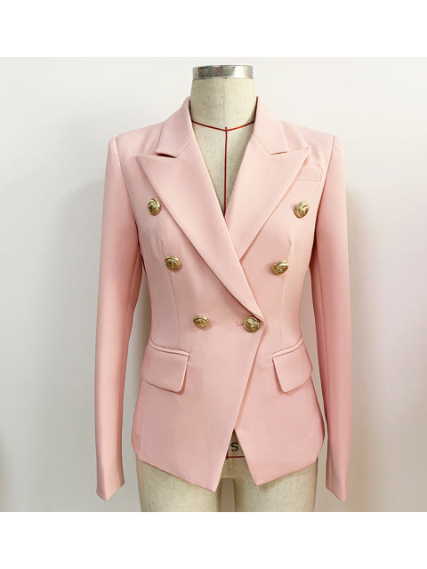 HIGH STREET 2022 Classic Designer Blazer Jacket Women's Slim Fitting Metal Lion Buttons Double Breasted Blazer