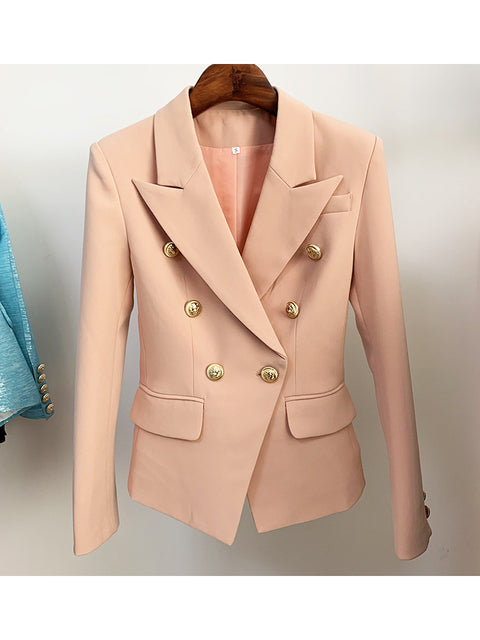 HIGH STREET 2022 Classic Designer Blazer Jacket Women's Slim Fitting Metal Lion Buttons Double Breasted Blazer