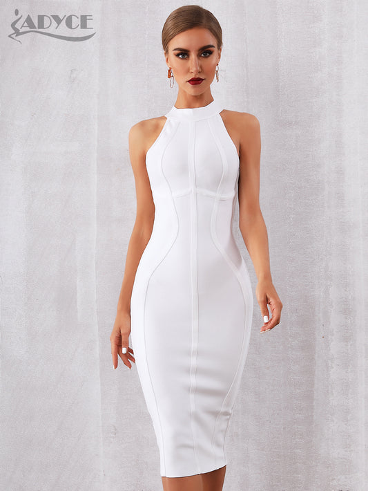 New Summer White Women Bodycon Bandage Dress Elegant Tank Sexy Sleeveless Club Celebrity Evening Runway Party Dresses
