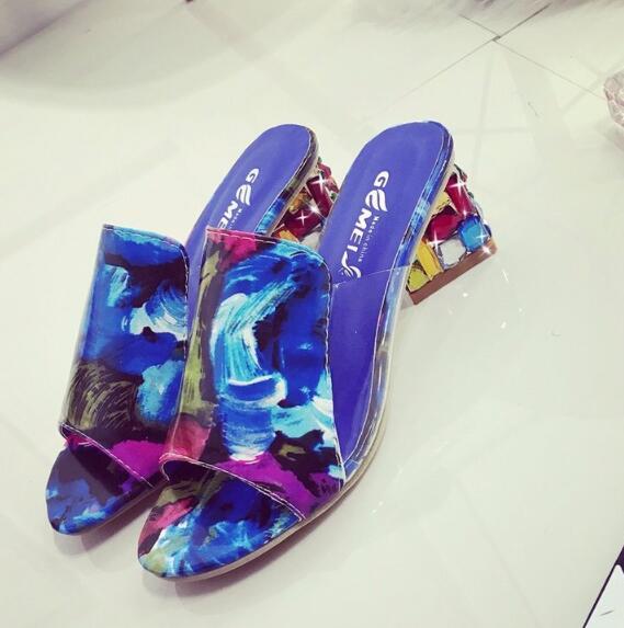 Sandals Women Square Heels Summer Sandals Peep Toe Ladies Multi Colors Wedge Shoes Sandalias de Verano Para Mujer