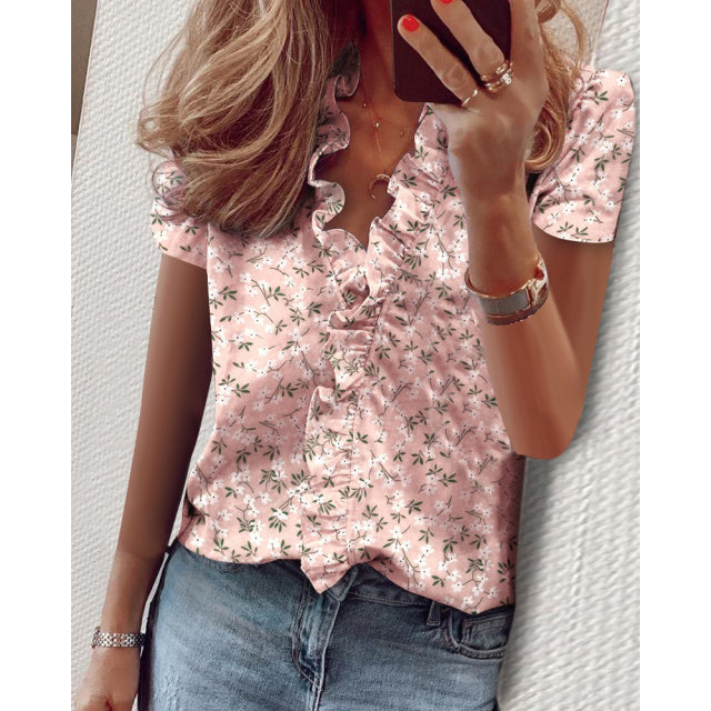 PlusSister 2022 Spring Elegant Ruffles Women Shirt Blouses Casual V Neck Long Sleeve Loose Female Tunic White Blouses For Women