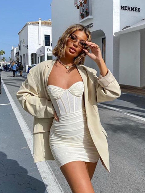 Cryptographic Fashion Mesh Corset Ruched Mini Dress Sleeveless Party Night Club Summer Gown Sexy Backless Dresses See Through