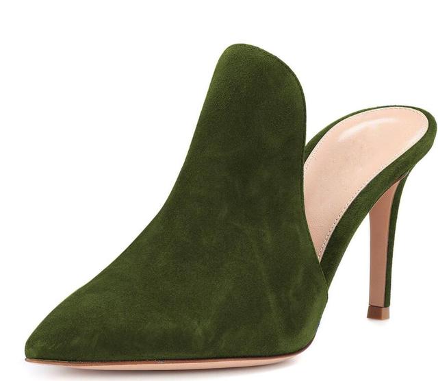 Summer Sipper Women Mule Slides Pure Color Pointed Toe Stilettos High Heels Casual Sandal Shoes Big Size 34-45