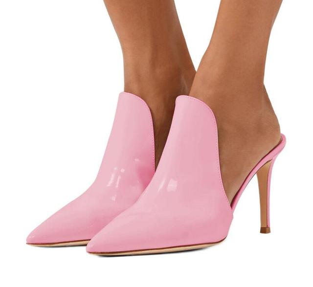 Summer Sipper Women Mule Slides Pure Color Pointed Toe Stilettos High Heels Casual Sandal Shoes Big Size 34-45