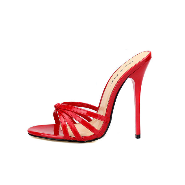 New Summer Slippers Women Fine Heel 13cm Outside Slipper Waterproof Sandal Platform Sexy Slipper Designer Slides Red
