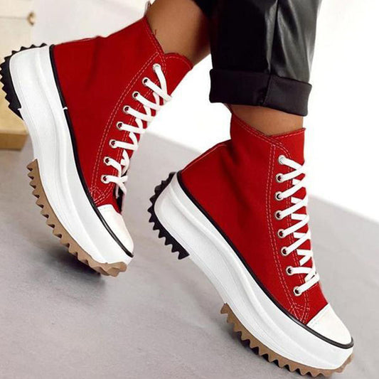 New Women&#39;s Vulcanize Shoes Fashion Platform High Canvas Shoes Casual Sports Shoes Ladies Comfortable Lace Up Sneakers women